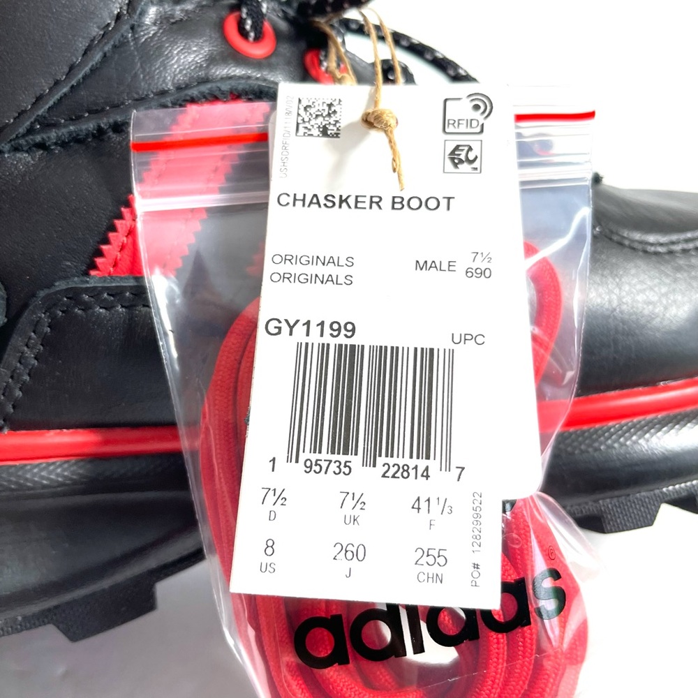 Adidas Men’s Chasker Boots Black Red Leather GY1199 Size 8 - Picture 10 of 13
